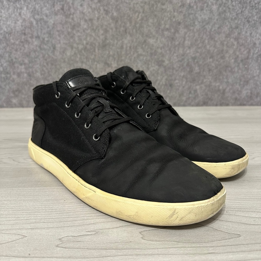 Timberland Davis Square Chukka Mens Size 12 Black Leather Canvas Boots